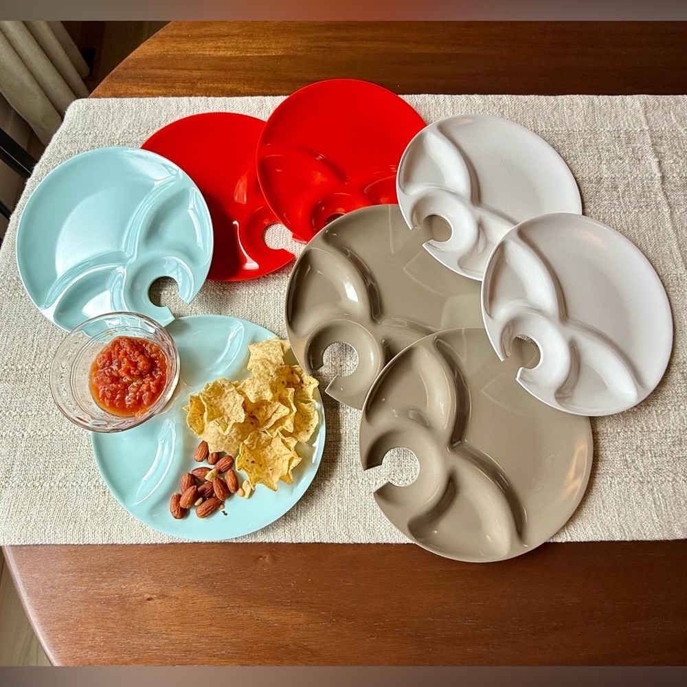 Presidio Objects, Melamine Snack Plates Set of 8 Retro Appetizer Plates